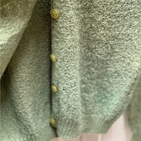 1950s Sage Green Women's Cardigan Sweater Monogram D - V neck Very Good Cond. - Picture 4 of 8
